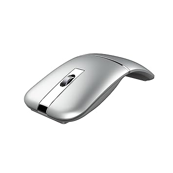 Wireless Mouse Rotating Bluetooth 2.4GHz Dual Modes Rechargeable Portable Curved Mouse Silent Click USB Mice 3 Adjustable DPI for Home,Office,Travel Gray
