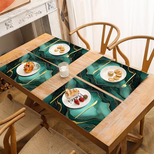 Set de table 30 x 45 cm lavable machine lin de coton | Lot de 6 tapis de table rectangulaire
