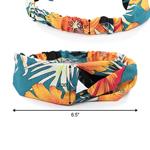 EAONE 22 Pack Boho Headbands, Flower Printed Turban Elastic Hair Bands Criss Cross Women Girls Vintage Hair Wrap Hair Accessories with 1PC Pouch Bag