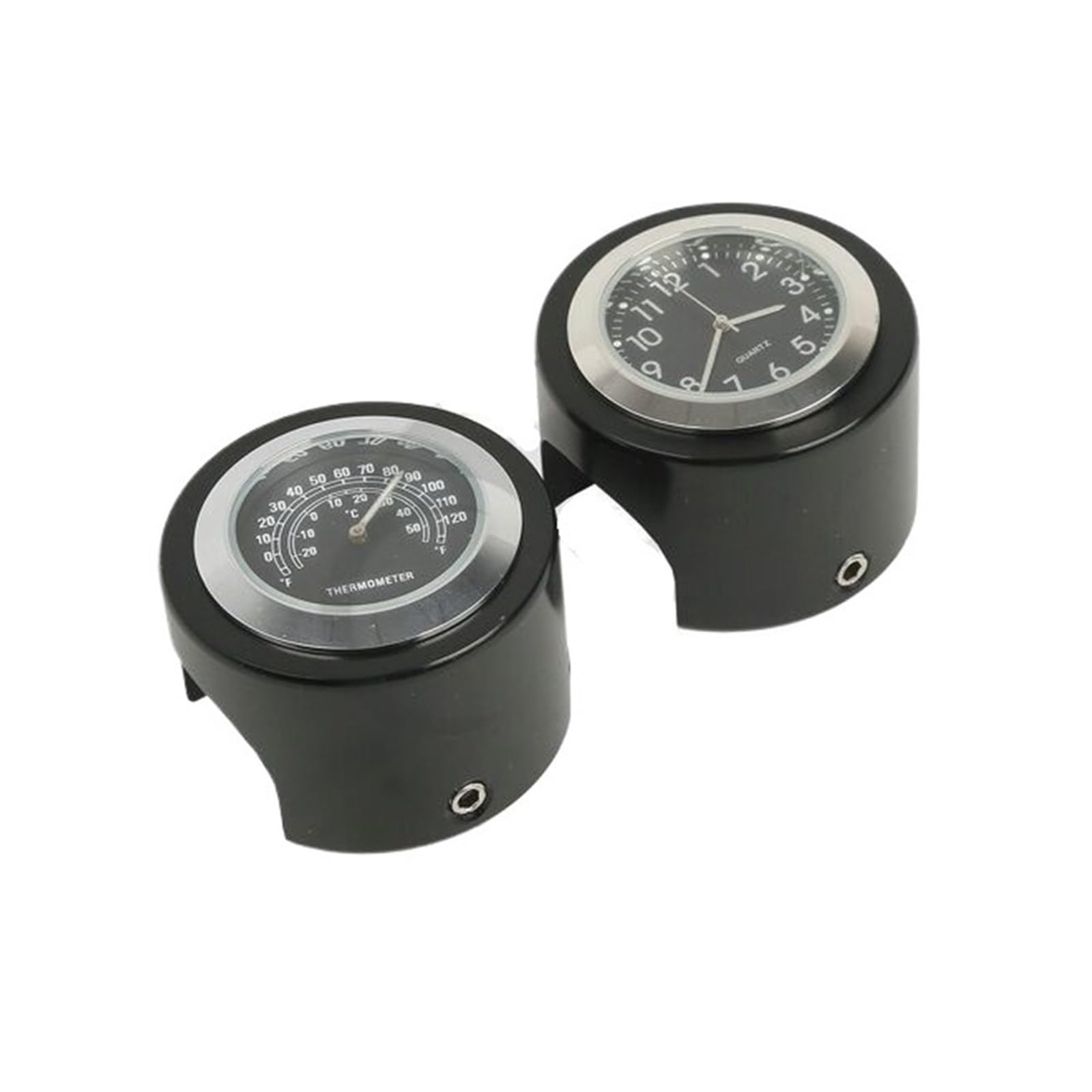 Tablero de moto Termómetro con esfera para manillar de motocicleta para Yamaha Sporter XL 7/8" y 1", montaje en cromo negro(Negro)