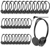Picture of ZHENWAY 30 Pack Class Set Headphones for Kids Students School Classroom Bulk Earphones Adjustable with 3.5 mm Jack for Library Children Adults(004 Black Headphones)