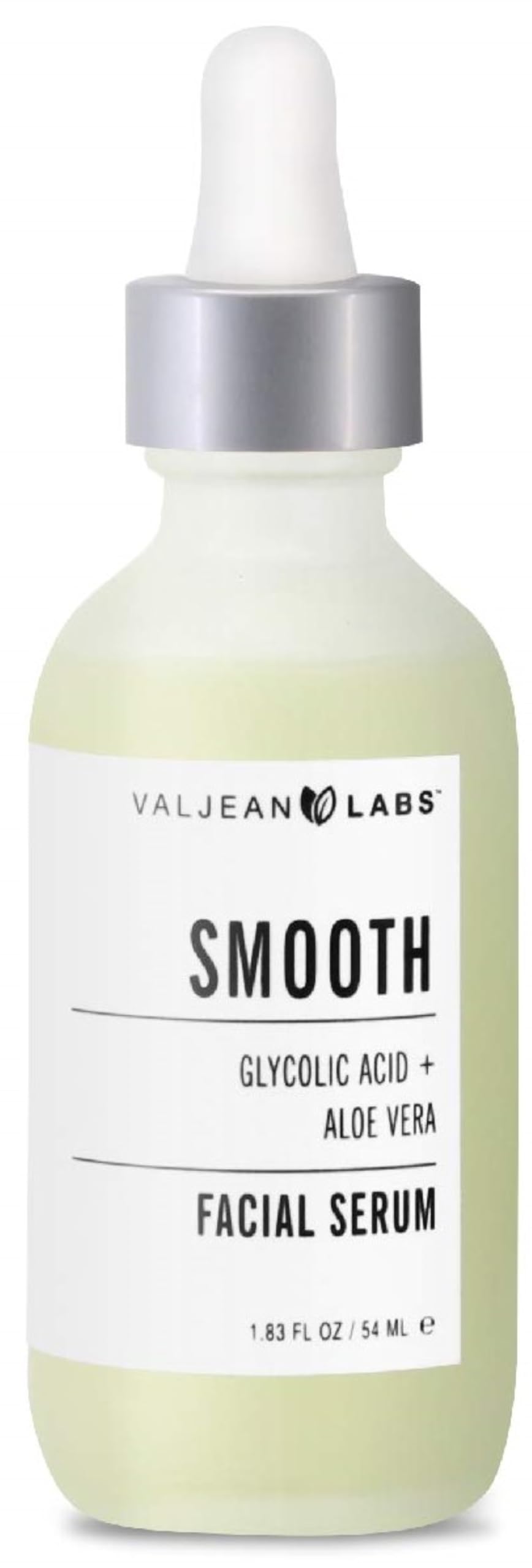 Valjean Labs Smooth Face Serum | Glycolic Acid + Aloe Vera | Helps to Exfoliate and Smooth for a Brighter Complexion | Paraben Free, Cruelty Free, Made in USA (1.83 oz)