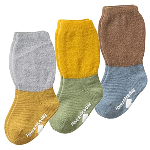 3pairs Non Slip Socks for Toddlers Grip Socks for Boy Girl Boys and Girls