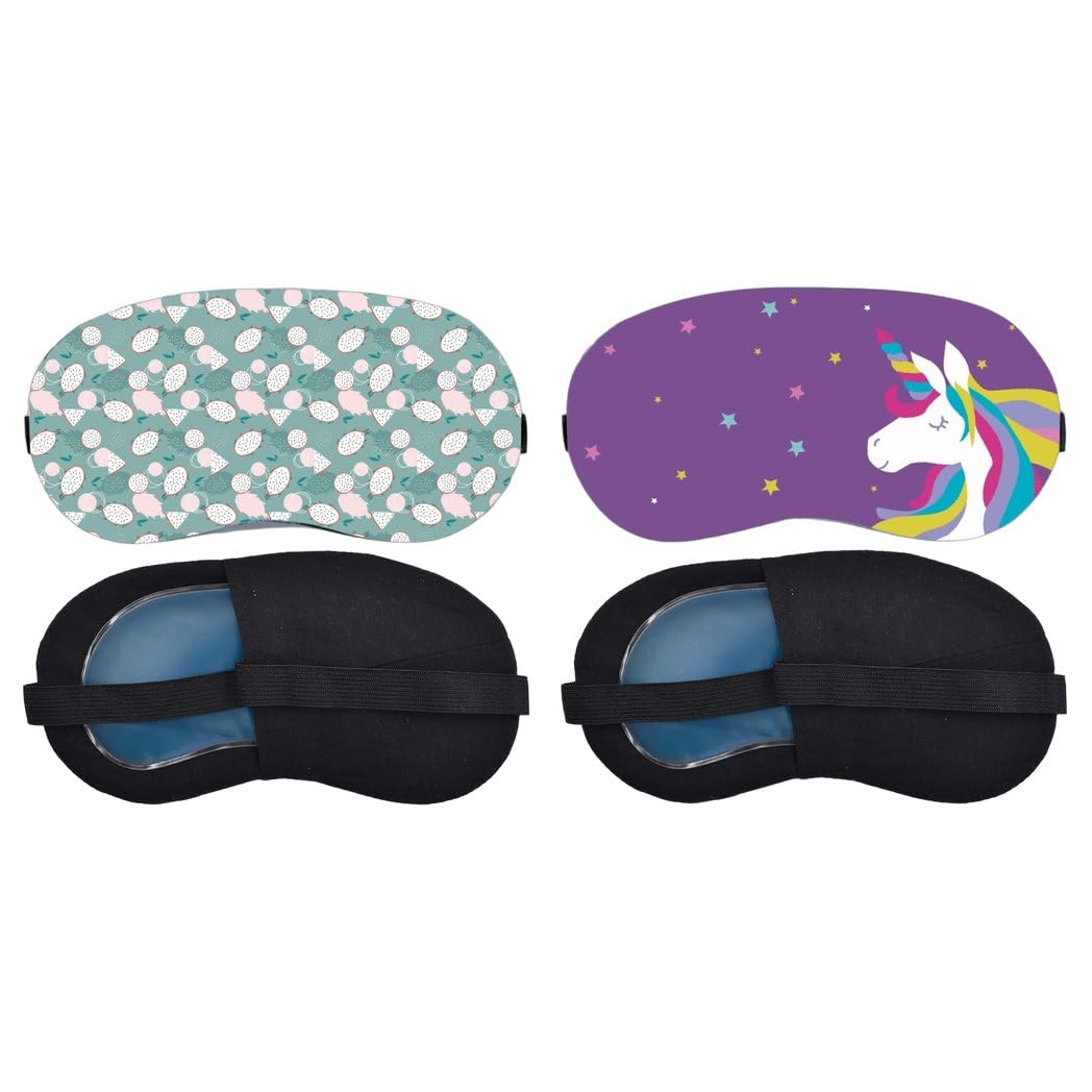 Aoxeria Mint Seashell Pattern, Rainbow Unicorn Sleeping Mask Combo, Soft Comfortable Light-Blocking Eye Cover for Women, Men & Kids, Reusable Blindfold for Night Sleep, Nap, Travel (Pack of 2)-image-25