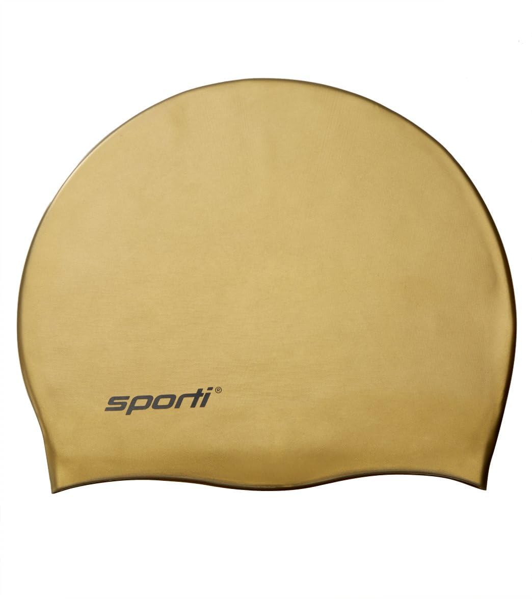 Sporti Solid Metallic Silicone Swim Cap - Gold