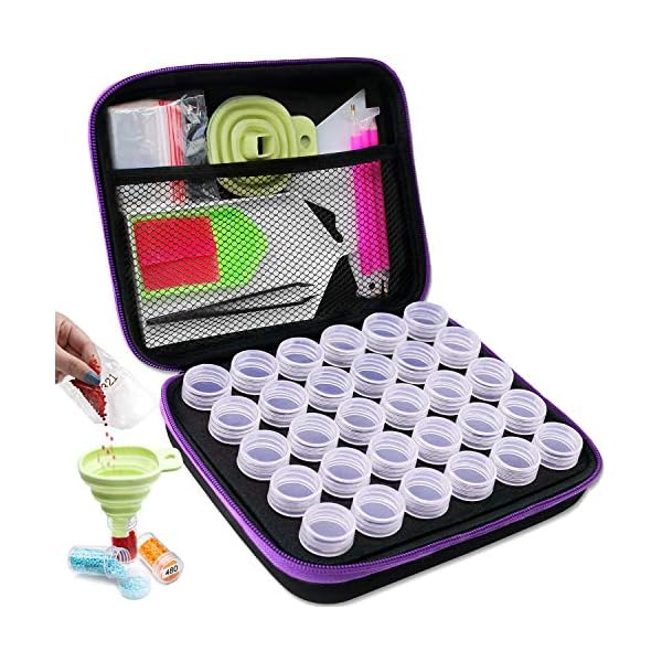 ARTDOT 5D Diamond Painting Zubehör Boxen, 30 Stück Diamant Painting Aufbewahrungsbox mit Koffer Trichter Stickers
