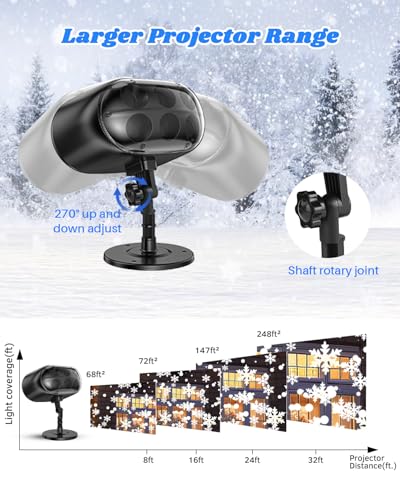 Projecteur Noël flocon de neige LED étanche IP65 avec télécommande