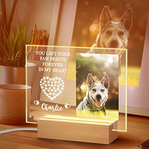 Personalized Dog Memorial Gifts Custom Photo Night Lights Pet Loss Gifts Dog Memorial Plaque Cat Memorial Photo Frame Sympathy Gifts With Picture Name Date - Keepsake Loss Of Dog Cat Bereavement Gifts #TOP3