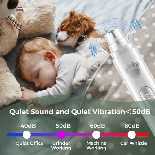Image of VIWIK Dog Nail Grinder, 2-Speed Rechargeable Dog Nail Trimmers for Large Medium & Small Dogs, Upgrade Professional Electric Pet Paws Nail Grinder, Quiet Puppy Grooming Tool Cat Dog Nail Dremel White