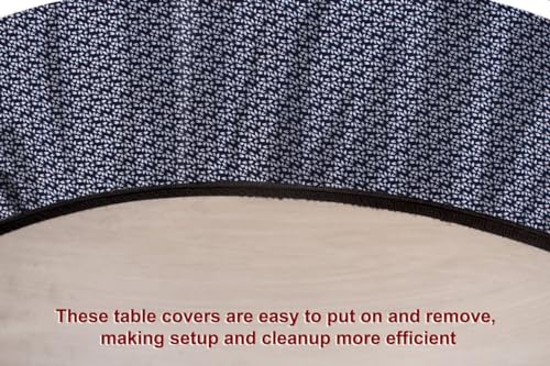 Image of The Furnishing Tree Round Elastic Fitted Dining Table Cover WxL 40x40 Inches Leaf Pattern Blue