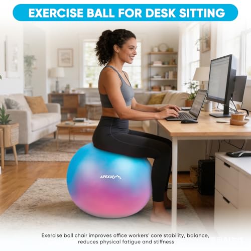 Image of APEXUP Yoga Ball, 660 lbs Anti-Burst Exercise Ball with Pump, 5 Sizes
