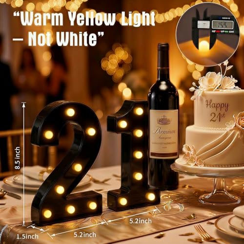 Image of 21st Birthday Decorations for Her Him, Black Light-Up Number 21 Sign, Battery-Operated Illuminated Party Table Decoration Backdrop Wall Decor, 21st Birthday Gifts for Him Her ZJDZTK