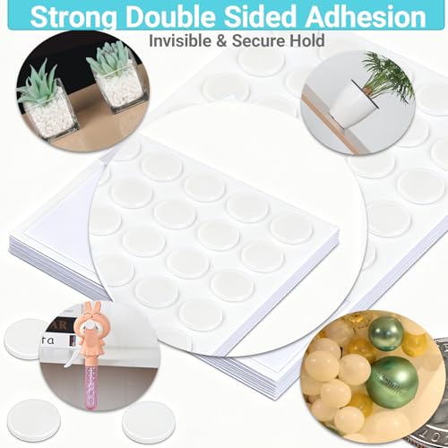 1000 Packs Double Sided Sticky Dots, 10mm Clear Removable Glue Dots, Strong Hold Invisible Adhesive Dots for Balloons, Wall Hanging, Posters, Crafts, Photos - No Residue Transparent Tape Dots - Image 5