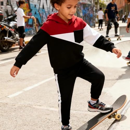 Image of 2-6T Toddler Baby Boy Clothes Color Blocking Hoodies + Pants Fall Winter Outfits