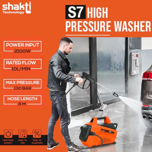 Image of Shakti Technology S7 High Pressure Car Washer Machine with Copper Winding 2100 Watts and Pressure 130 Bar for Cleaning Car, Bike & Home (Copper Winding)