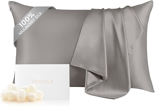 Miniatura 55 de THXSILK Funda de almohada de seda de morera 100% natural para cabello y piel, tamaño estándar de 20 x 26 pulgadas, funda de almohada de seda suave