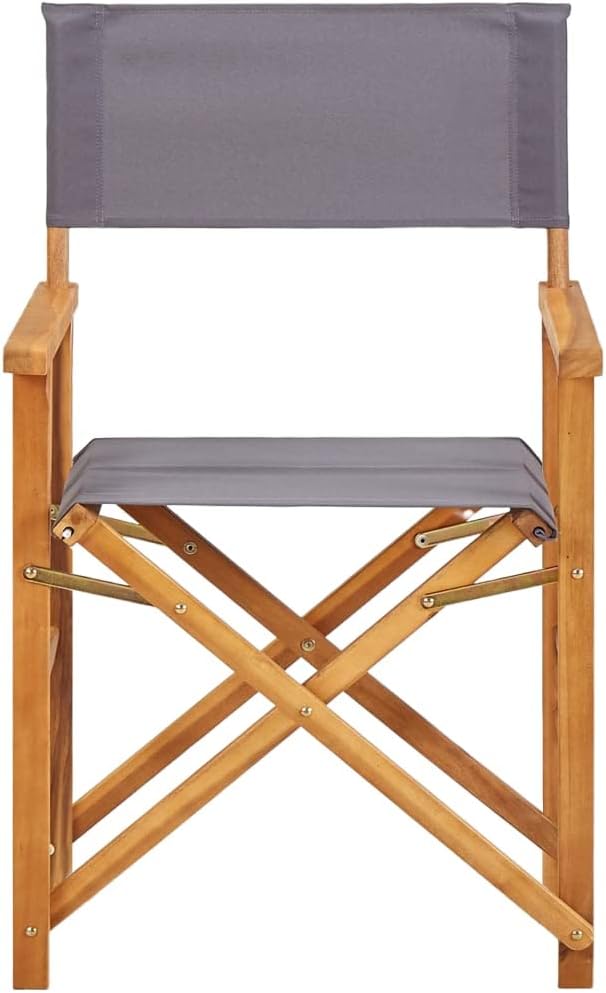 Director Chair Set of 2 Brown and Dark Grey,Solid Acacia Wood Folding Director Chairs Stylish Outdoor Patio Furniture for Garden & Terrace Outdoor Furniture