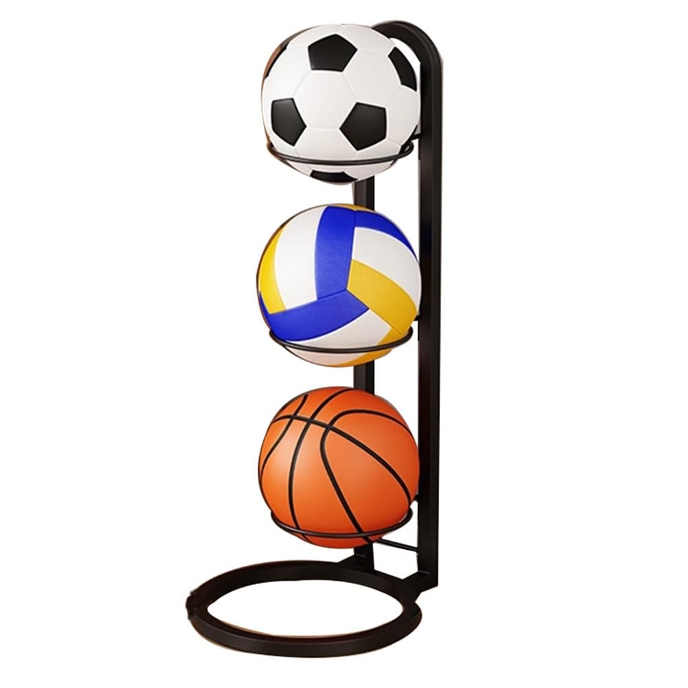 Solución de almacenamiento de garaje para balones con este estante de baloncesto