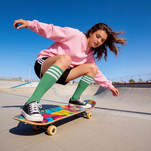 Image of American Trends Womens Athletic Knee High Socks Outdoor Sport Thigh High Stockings Casual Stripes Tube Socks