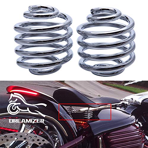 DREAMIZER 1 Par de Resortes de Asiento Bobber para Motocicleta, Muelles de Asiento individuales Personalizados para Sportster Chopper Bobber(Cromo)