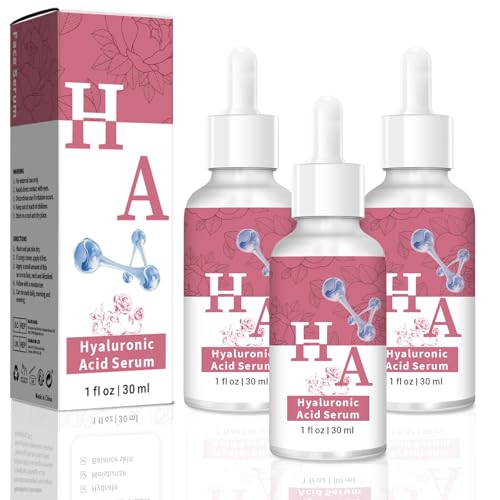 ABOTE Rose Facial Serum with 2.3% Hyaluronic Acid Serum for Face Plump Skin Moisturizing Moisturize Smoothes Wrinkles (3 Pack 1FL.OZ|30ml Each)