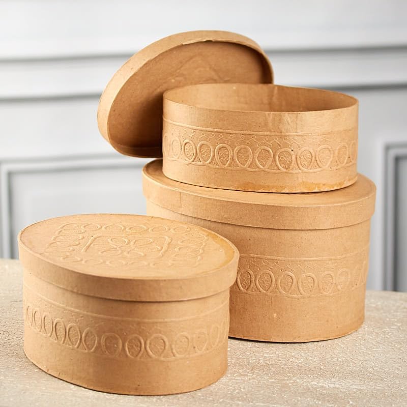 Factory Direct Craft® Handcrafted Paper Mache Oval Boxes - 3 Boxes (1 of Each Size)