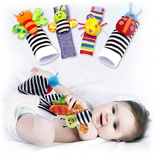 Image of BABY K Foot Finder Socks & Wrist Rattles (Set F) - Newborn Toys for Baby Boy or Girl - Brain Development Infant Toys - Hand and Foot Rattles Suitable for 0-3, 3-6, 6-12 Months Babies