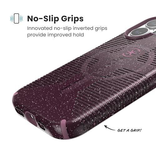 Image of Speck CANDYSHELL Grip +MS Case for iPhone 17 - Plumberry Glitter | Slim Protective Grip | Drop Protection | MagSafe Compatible