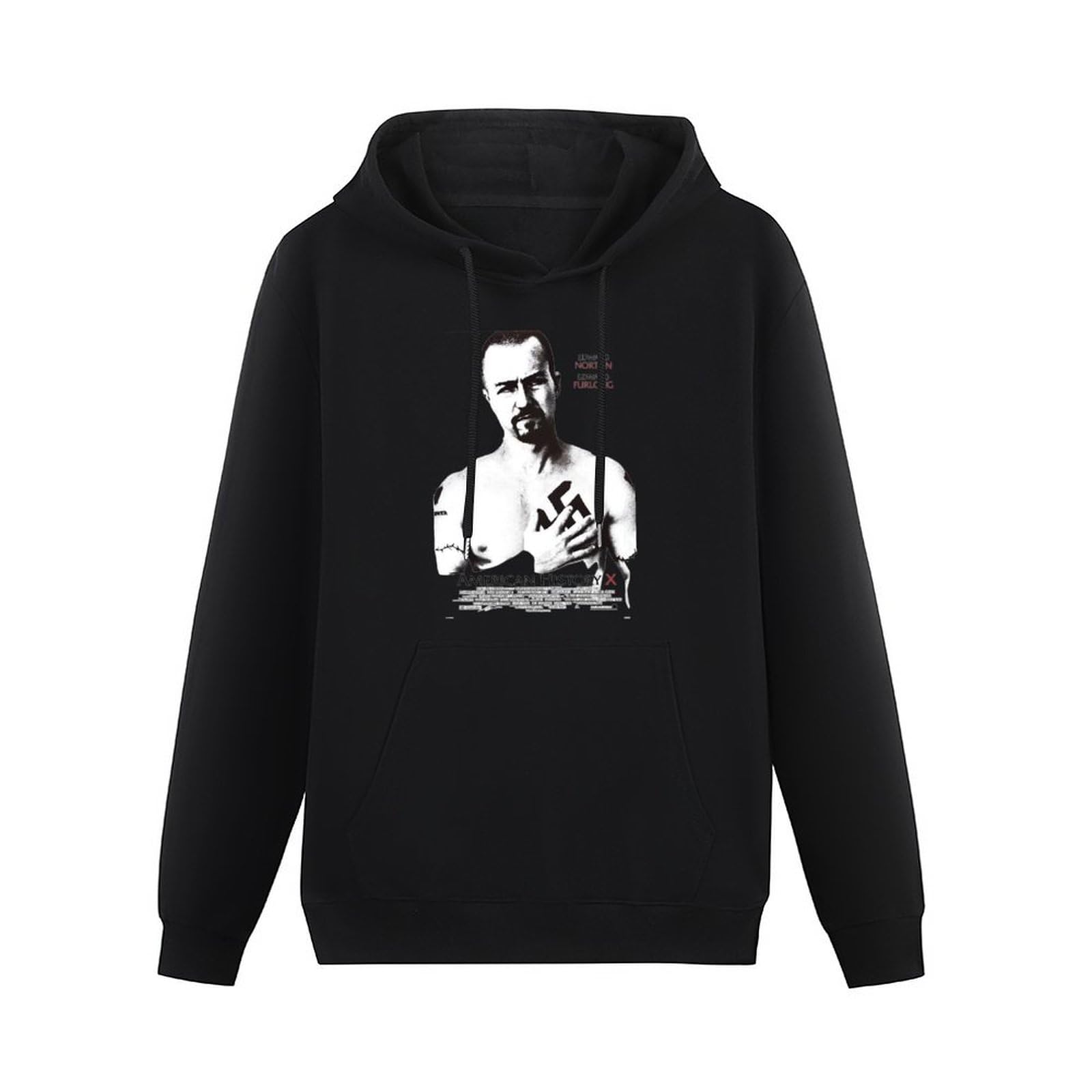 HUO BAO NIU ROU American History X Hoodies Long Sleeve Pullover Loose Hoody Sweatershirt Black 3XL