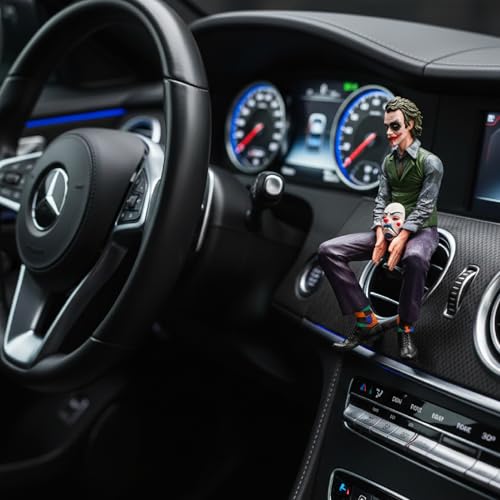 Image of OBEROI'S TRADERS Joker Car Dashboard Figurine Small Size | Villain Mask Idol for Car Interior Decoration | Premium Resin Showpiece for Home & Office | Anti-Slip Base (Small)