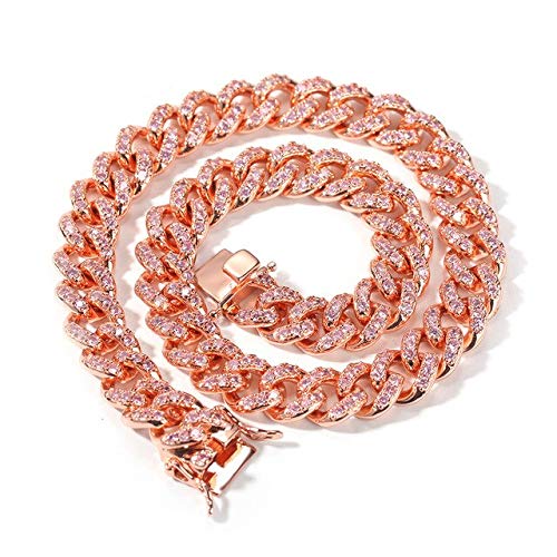 12 Mm Micro Pave Iced Cuban Link Halsketten Pink und Lila Luxusschmuck Mode Hip Hop Für Männer 20inch Pink
