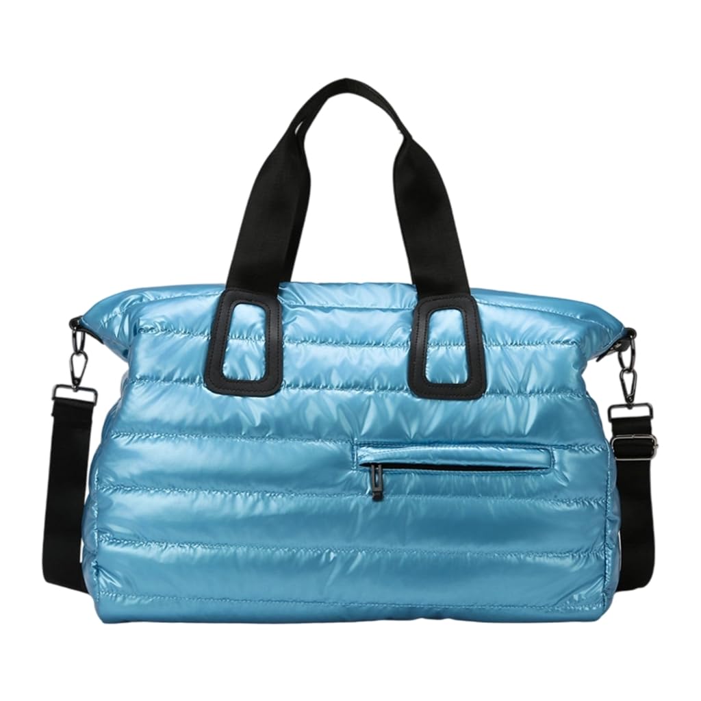 Elegante borsa da viaggio impermeabile lucida grande capacità borse a tracolla per palestra sport nuoto e attività all'aperto, Blu, 34x20x44cm, moderno