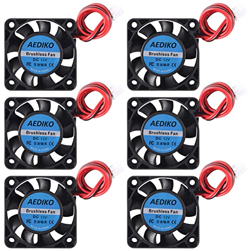 AEDIKO 6pcs 4010 Fan DC 12V Mini Brushless Fan 3D Printer Cooling Fan 40x40x10mm with 2 Pin Terminal for 3D Printer, DVR and Other Small Appliances Series Repair