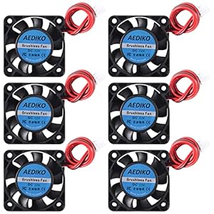 AEDIKO 6pcs 4010 Fan 40x40x10mm Mini Brushless Fan 3D Printer Cooling Fan with 2 Pin Terminal for 3D Printer, DVR and Other Small Appliances Series Repair (12V)