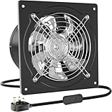 HG Power 250mm Exhaust Fan, 1680m³/h Stainless Steel Ventilation Fan Extractor with Backdraft Damper for Kitchen Workshop Garage Basement, Black