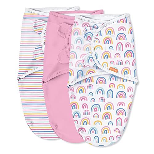 Image of SwaddleMe Original Swaddle – Size Small/Medium, 0-3 Months, 3-Pack (Rainbows & Sunshine) Easy to Use Newborn Swaddle Wrap Keeps Baby Cozy and Secure and Helps Prevent Startle Reflex