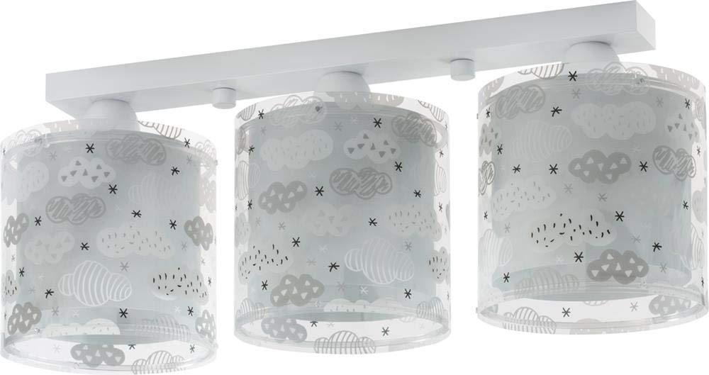 Dalber Children's Ceiling Lamp Ceiling Light 3 Lights Clouds Clouds Grey, 15 W