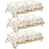 QIYANPAX 3 Pack Construction Plastic Birthday Party Tablecloths, 54 x 108 Inches - Construction Table Covers for Kids' Boys' Construction Birthday Decorations