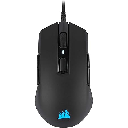Corsair M55 PRO RGB Beidhändig nutzbare Optisch Gaming-Maus (12.400DPI Optisch Sensor, Leicht, 8 vollständig programmierbare Tasten, RGB-LED-Hintergrundbeleuchtung) schwarz