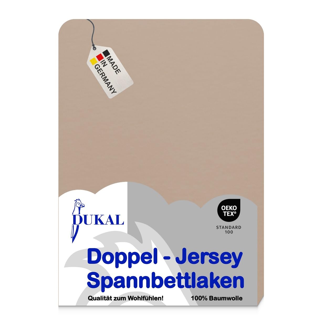 Dukal | Boxspring Spannbettlaken | max. Höhe 35 cm | 180x200-200x200 cm | aus hochwertigem DOPPEL-Jersey | 100% Baumwolle | Farbe: camel