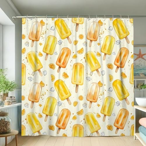 Rideau de douche imperméable polyester anti-moisissure jaune 183x183
