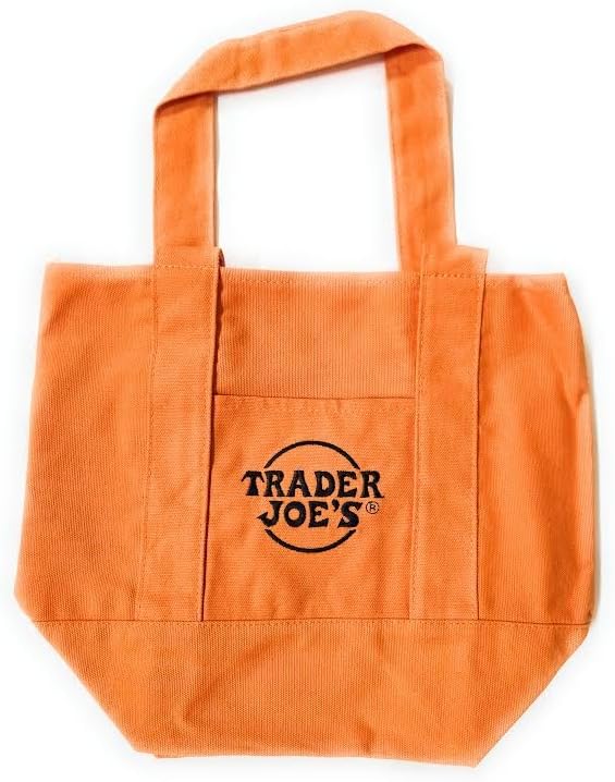Trader Joe Mini Canvas Tote Bag Adult (Qty 1) Pumpkin Orange Color