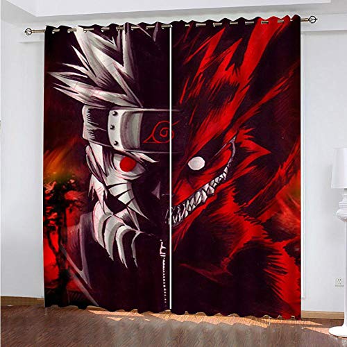 LILYXIN Blackout Curtains Super Soft Thermal Insulated Eyelet Blackout Curtains Red Anime Character for Living Room Bedroom Nursery 29.5X65.3 Inch Two Panels