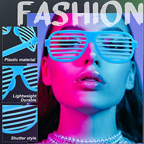 100 Pack Plastic Shutter Shades Glasses Bulk, 80's Style Slotted Shutter Shade Sunglasses, Neon Color Shade Glasses for Party Favors, School Gifts Teens Adults Birthday Supplies, Assorted Colors3