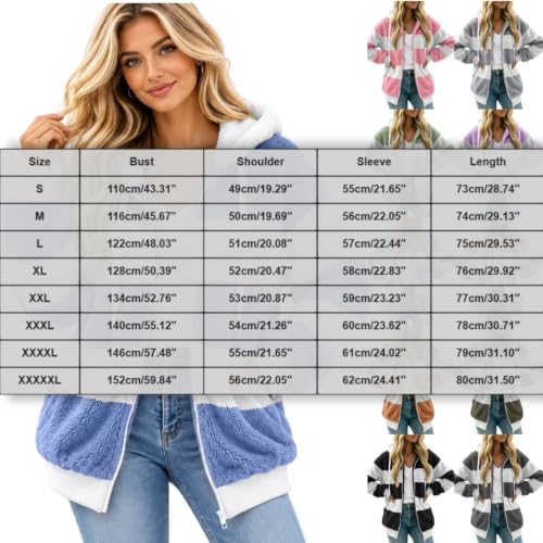CHENXDZHAO Zip Up Hoodie Women,Womens Fleece Jacket Plus Size Long Sleeve Full Zip Up Hooded Sweatshirt 2026 Trendy Casual Warm Fall Winter Coat,Blue,L - image 3