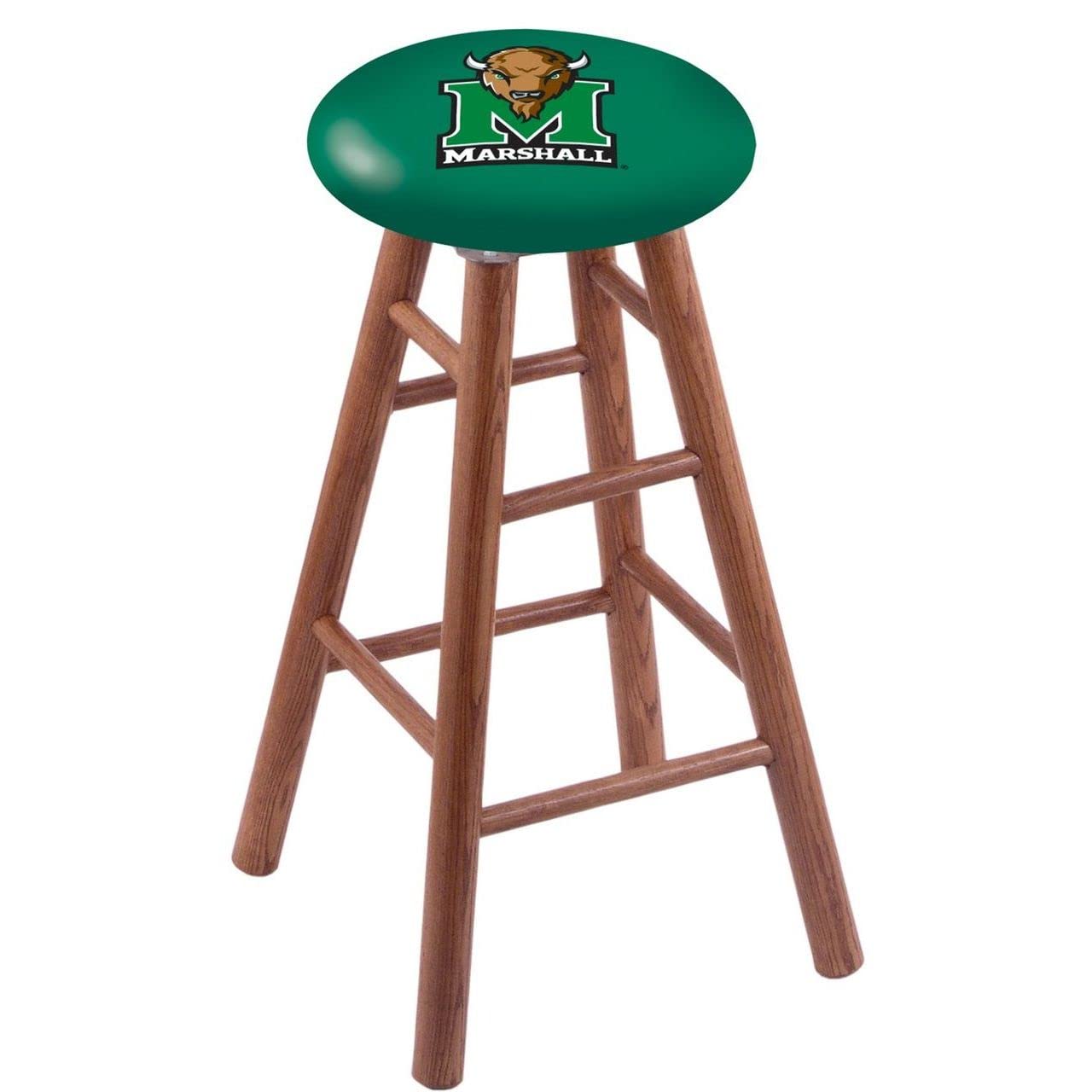 Holland Bar Stool Co. Oak Extra Tall Bar Stool in Medium Finish with Marshall Seat by The