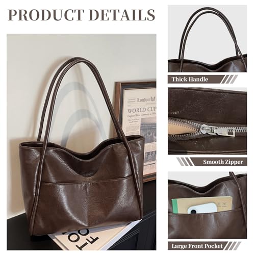 Bolso Tote de cuero para mujer con cierre y asa miniatura 4