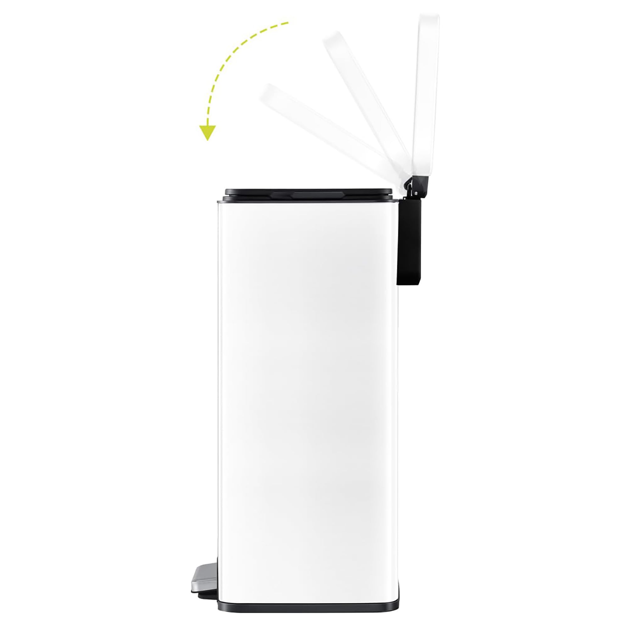 EKO Madison - Pattumiera da Cucina, 50 l, con Pedale e Coperchio a Chiusura Morbida, Colore: Bianco Opaco, in Acciaio Inox Anti-Impronta, Cestino Moderno e Robusto, Grande capacità per Il Riciclaggio