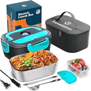Electric Lunch Box for Adults 80W, Fast Portable Heated Lunch Box 12/24/110V 1.5L Heated Lunchbox for Adults, Leakproof, SS Container, for Car Truck Work, Loncheras para Hombres de Trabajo
