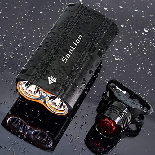Lumière Vélo, SanLion Éclairage Vélo avec 360° Rotatif de Support, Lampe Vélo USB LED Puissante Rechargeable, 2400 Lumens, Multi Modes d'éclairage, Antichoc Impermeable IP65 - Image 6
